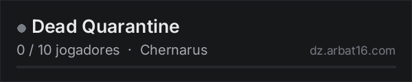 Dead Quarantine na lista de servidores de DayZ da AR16