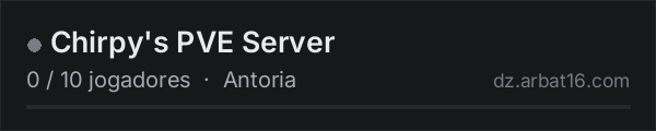 Chirpy's PVE Server na lista de servidores de DayZ da AR16