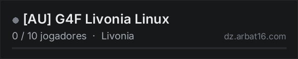 [AU] G4F Livonia Linux na lista de servidores de DayZ da AR16