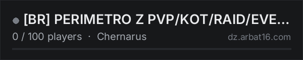 [BR] PERIMETRO Z PVP/KOT/RAID/EVENTOS on the AR16 DayZ server list