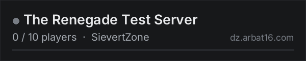 The Renegade Test Server on the AR16 DayZ server list