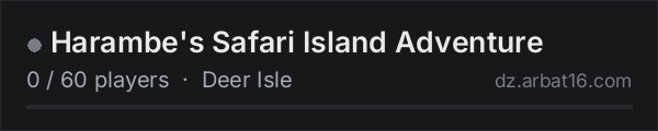 Harambe's Safari Island Adventure on the AR16 DayZ server list