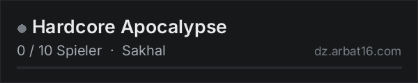 Hardcore Apocalypse in der DayZ-Serverliste von AR16