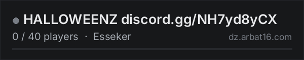HALLOWEENZ discord.gg/NH7yd8yCX on the AR16 DayZ server list