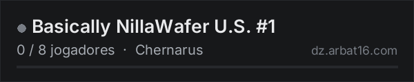 Basically NillaWafer U.S. #1 na lista de servidores de DayZ da AR16