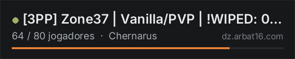 [3PP] Zone37 | Vanilla/PVP | !WIPED: 01.10 na lista de servidores de DayZ da AR16