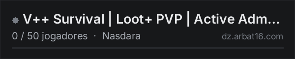 V++ Survival | Loot+ PVP | Active Admins | DayZVPP.com na lista de servidores de DayZ da AR16