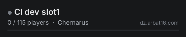 CI dev slot1 on the AR16 DayZ server list
