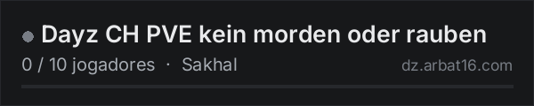 Dayz CH PVE kein morden oder rauben na lista de servidores de DayZ da AR16