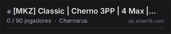 [MKZ] Classic | Cherno 3PP | 4 Max | WIPED 02.10 na lista de servidores de DayZ da AR16