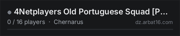 4Netplayers Old Portuguese Squad [PVE] on the AR16 DayZ server list