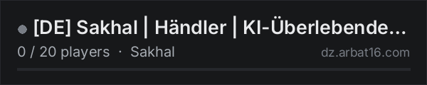 [DE] Sakhal | Händler | KI-Überlebende | Erweiterte Medizin on the AR16 DayZ server list