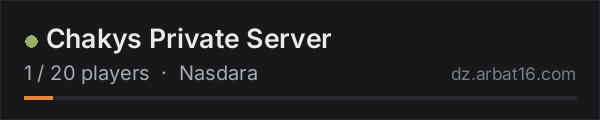 Chakys Private Server on the AR16 DayZ server list