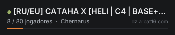 [RU/EU] CATAHA X [HELI | C4 | BASE+ | BUNKERS | FPV] na lista de servidores de DayZ da AR16