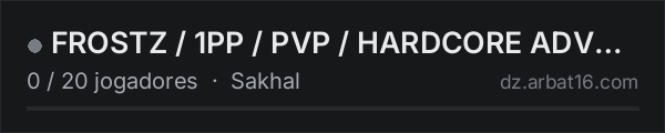 FROSTZ / 1PP / PVP / HARDCORE ADVENTURE na lista de servidores de DayZ da AR16