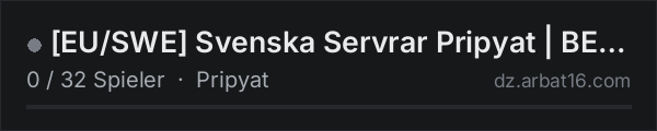 [EU/SWE] Svenska Servrar Pripyat | BETA in der DayZ-Serverliste von AR16
