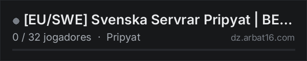 [EU/SWE] Svenska Servrar Pripyat | BETA na lista de servidores de DayZ da AR16