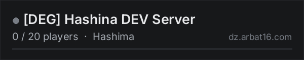 DEG Hashina DEV Server on the AR16 DayZ server list