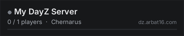 My DayZ Server on the AR16 DayZ server list