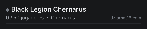 Black Legion Chernarus na lista de servidores de DayZ da AR16