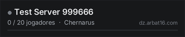 Test Server 999666 na lista de servidores de DayZ da AR16