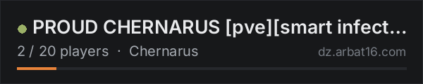 PROUD CHERNARUS [pve][smart infected][recruitAI][expeditions] on the AR16 DayZ server list