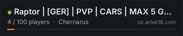 Raptor | [GER] | PVP | CARS | MAX 5 GROUP on the AR16 DayZ server list