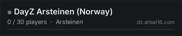 DayZ Arsteinen (Norway) on the AR16 DayZ server list