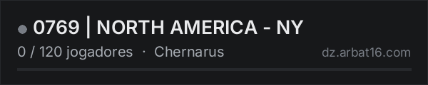 0769 | NORTH AMERICA - NY na lista de servidores de DayZ da AR16