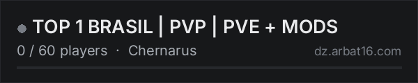 TOP 1 BRASIL | PVP | PVE + MODS on the AR16 DayZ server list