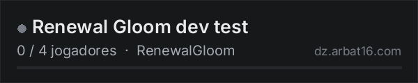Renewal Gloom dev test na lista de servidores de DayZ da AR16