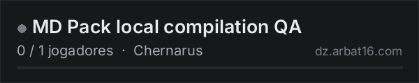 MD Pack local compilation QA na lista de servidores de DayZ da AR16