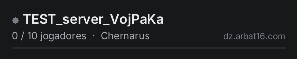 TEST_server_VojPaKa na lista de servidores de DayZ da AR16
