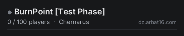 BurnPoint [Test Phase] on the AR16 DayZ server list