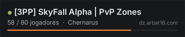 3PP SkyFall Alpha | PvP Zones na lista de servidores de DayZ da AR16