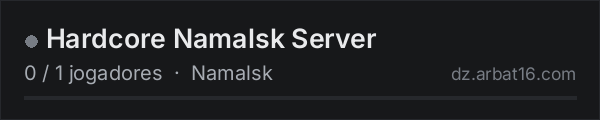 Hardcore Namalsk Server na lista de servidores de DayZ da AR16