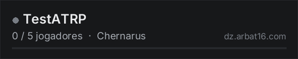 TestATRP na lista de servidores de DayZ da AR16