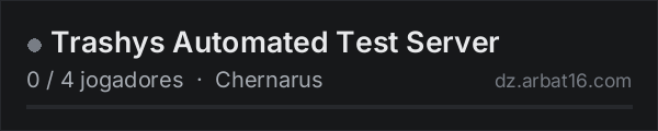 Trashys Automated Test Server na lista de servidores de DayZ da AR16