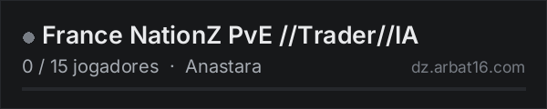 France NationZ PvE //Trader//IA na lista de servidores de DayZ da AR16