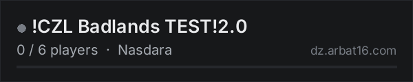 !CZL Badlands TEST!2.0 on the AR16 DayZ server list