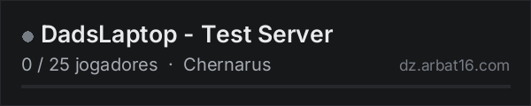 DadsLaptop - Test Server na lista de servidores de DayZ da AR16
