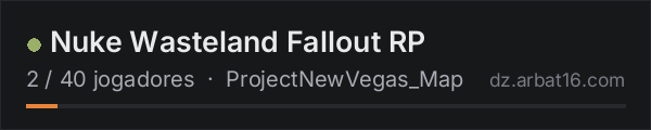 Nuke Wasteland Fallout RP na lista de servidores de DayZ da AR16