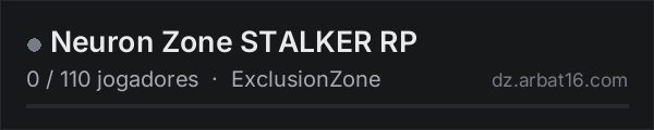 Neuron Zone STALKER RP na lista de servidores de DayZ da AR16