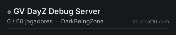 GV DayZ Debug Server na lista de servidores de DayZ da AR16