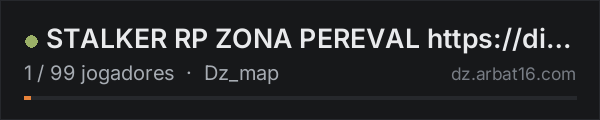 STALKER RP ZONA PEREVAL https://discord.gg/uMqtfSPqnV na lista de servidores de DayZ da AR16