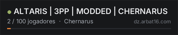 ALTARIS | 3PP | MODDED | CHERNARUS na lista de servidores de DayZ da AR16