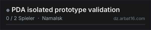 PDA isolated prototype validation in der DayZ-Serverliste von AR16