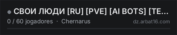 Мяф na lista de servidores de DayZ da AR16