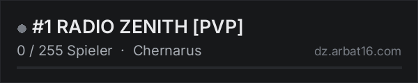 #1 RADIO ZENITH PVP in der DayZ-Serverliste von AR16