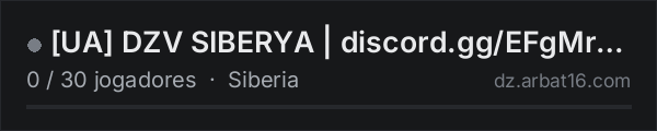 [UA] DZV SIBERYA | discord.gg/EFgMrM7zSx na lista de servidores de DayZ da AR16